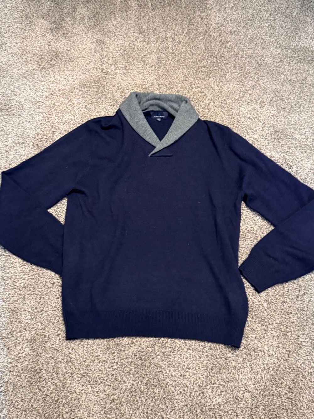 TOSCANO Men's Merino Wool Blend Sweater in Navy Blue Size M